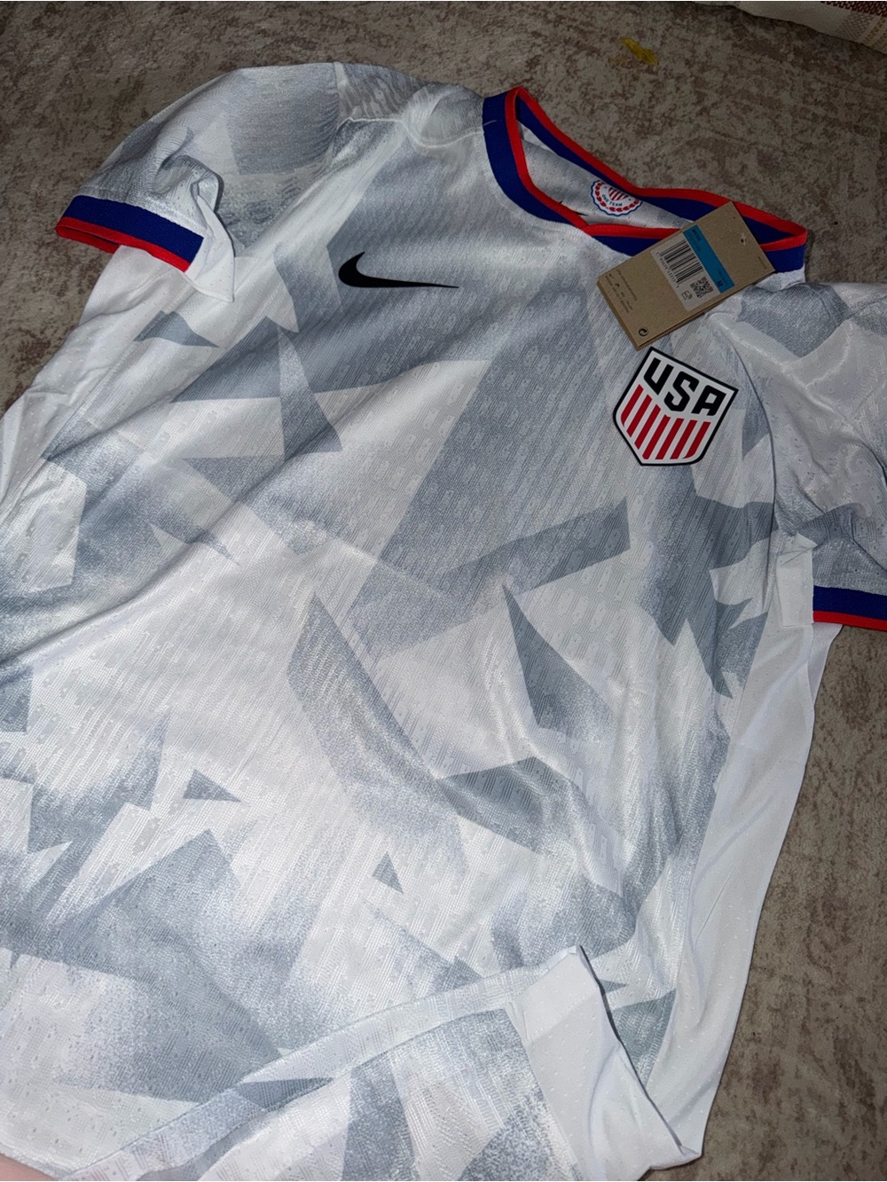 Nike White USA Soccer Jersey with Red & Blue Trim
